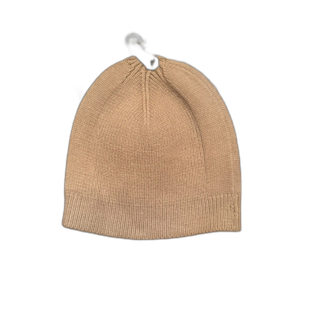 NWT O/S Camel Cashmere Blend Knit Beanie Hat | Soft Neutral Winter Cap